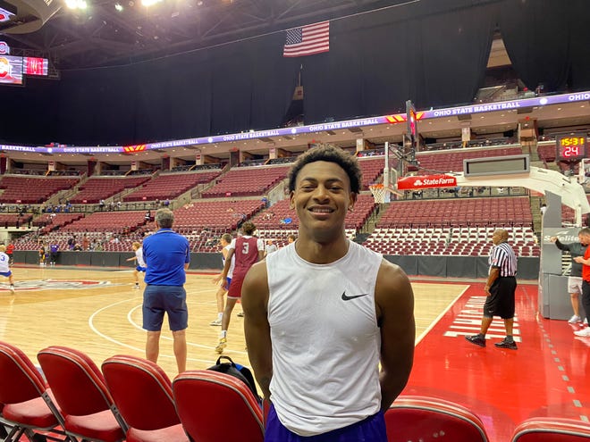 Dellquan Warren, a point guard in the 2024 class from Erie (Pennsylvania) Keystone Academy, earned a scholarship offer from Ohio State after playing in the school's team camp June 10, 2022.