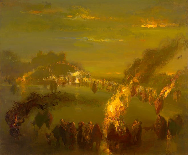 Sherrie McGraw's oil painting "Twilight on the Pueblo" is featured in the 50th annual Prix de West Invitational Art Exhibition & Sale at the National Cowboy & Western Heritage Museum.