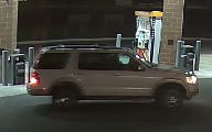 The  Circle K suspect vehicle appears to be this white four door, Ford Explorer.  The driver’s side rear wheel rim appears to be a black which is different from the other three wheels. Provided photo