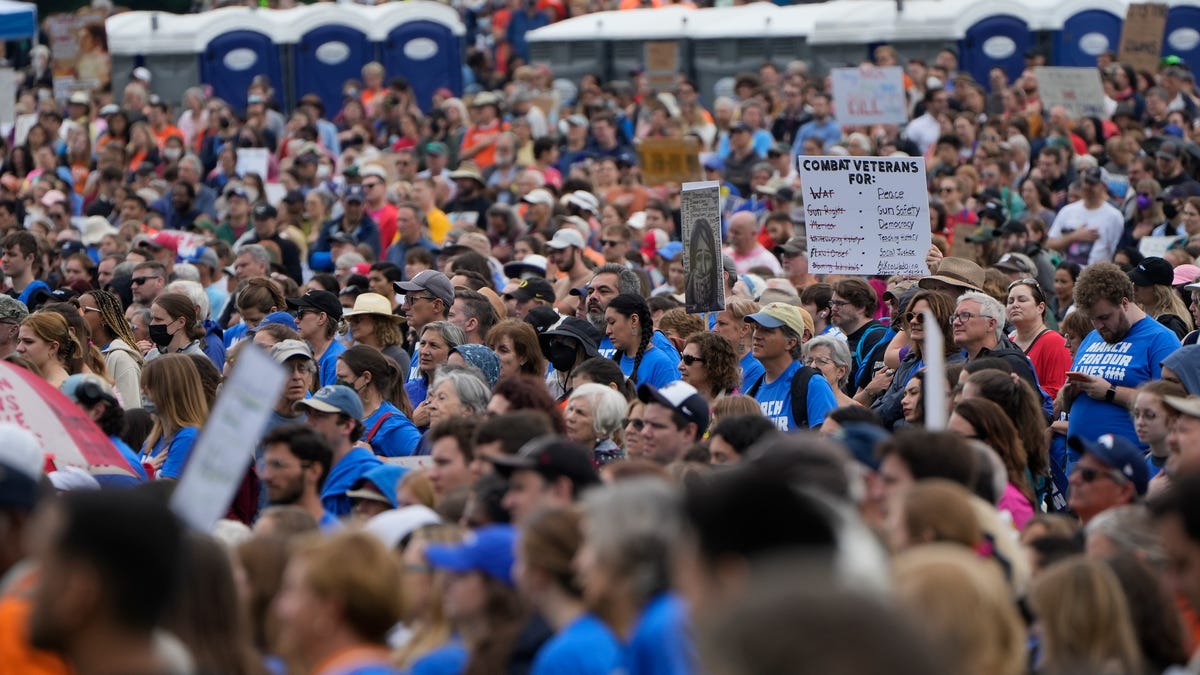 The crowd of protestors at the March For Our Lives protest at the Washington Monument in Washington D.C., on Saturday, June 11, 2022.