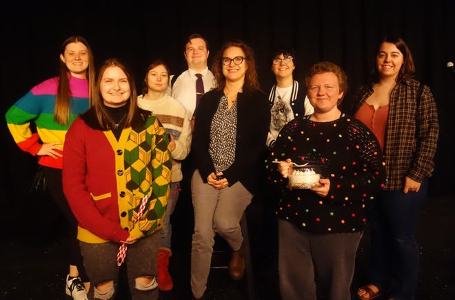 English faculty member Laura Bandy is pictured with this year’s student editors and helpers Sydney Munson, Hannah Zimmerman, Grace Owens, Alonza Bradley, English teacher, Jake Utsinger, Justice Westlake, and Mary Toothaker.