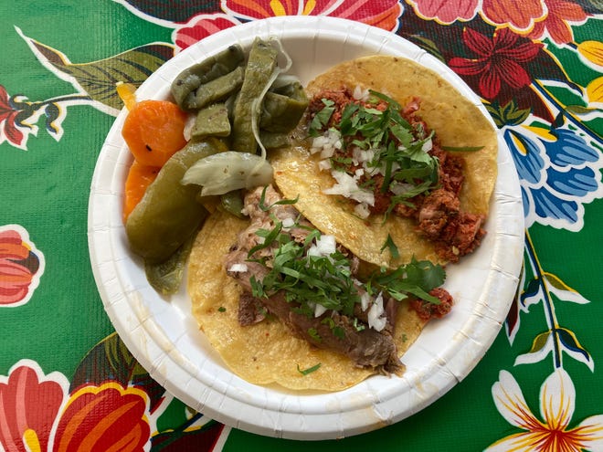 Barbacoa and pancita tacos at South Philly Barbacoa in August 2021