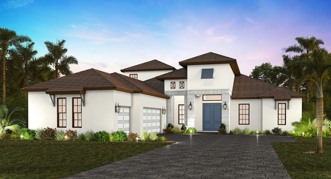 Pacific Grove home rendering is one of the four floor plans offered in St. Lucia, a new neighborhood within Boca Royale Golf & Country Club.
