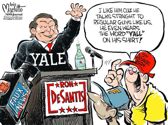 Florida cartoon: "Regular" guy Ron DeSantis?