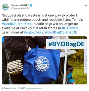 DNREC's Twitter campaign promoting plastic bag ban awareness