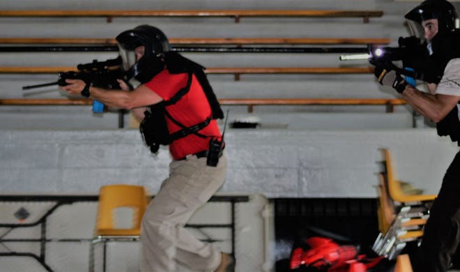 Law enforcement officials trained for active shooter scenarios on June 15 at the East Jordan Civic Center.
