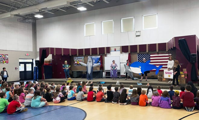 A kickoff event for the summer reading program at the Gonic School, where a reading team from the East Rochester School performed a skit for students.