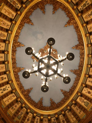 Carrie Walker used an Apple iPhone 8 to photograph the ornate ceiling in the lobby of the Bob Hope Theatre in downtown Stockton.