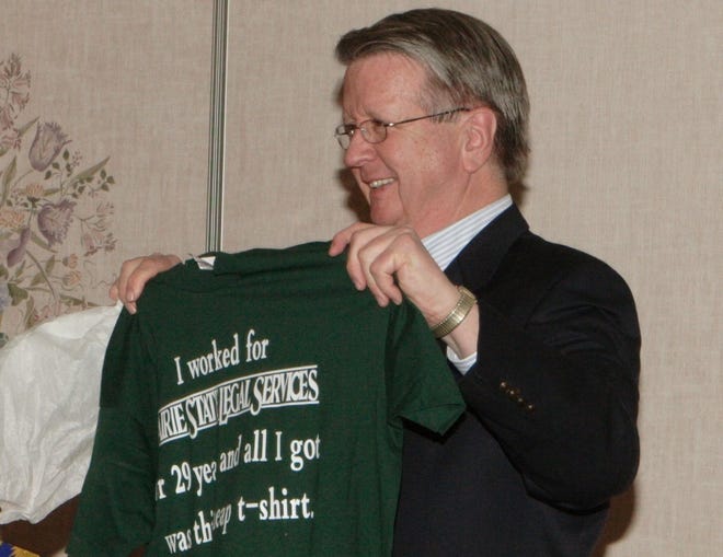 Joe Dailing of Rockford is seen here celebrating his retirement from Prairie State Legal Services in 2006.