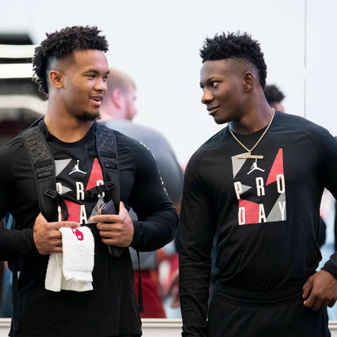 QB Kyler Murray (left) and WR Marquise Brown, who 