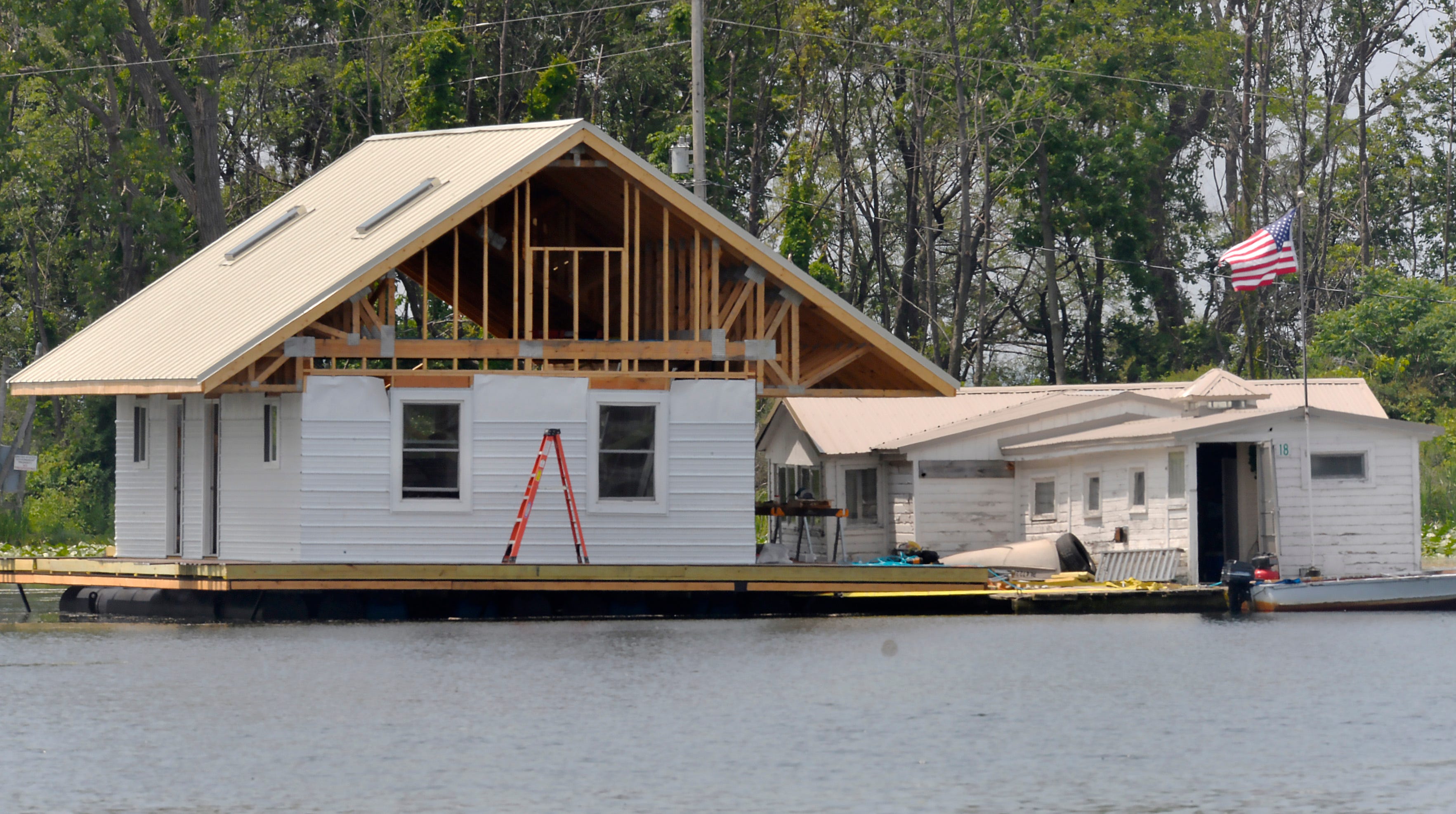 New houseboat arrives at Horseshoe Pond in Presque Isle State Park
