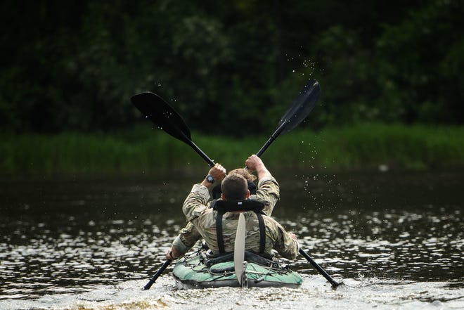 Special Forces soldiers compete in a two-day best combat diver competition on Fort Bragg, Thursday, June 16, 2022. The event was hosted by 3rd Special Forces Group.