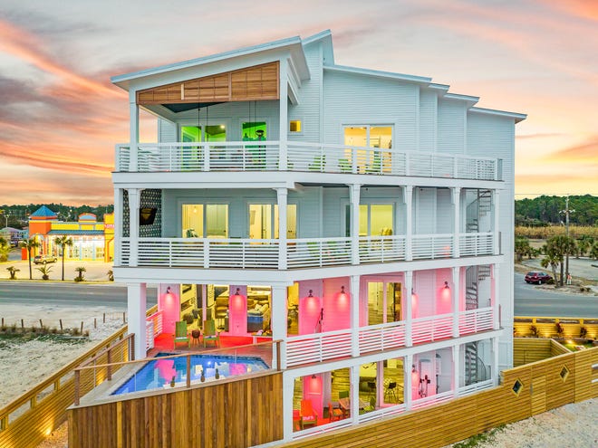 An auction is scheduled on July 2 for this $5.25 million home in Panama City Beach that sits at 12401 Front Beach Road along the Gulf of Mexico.