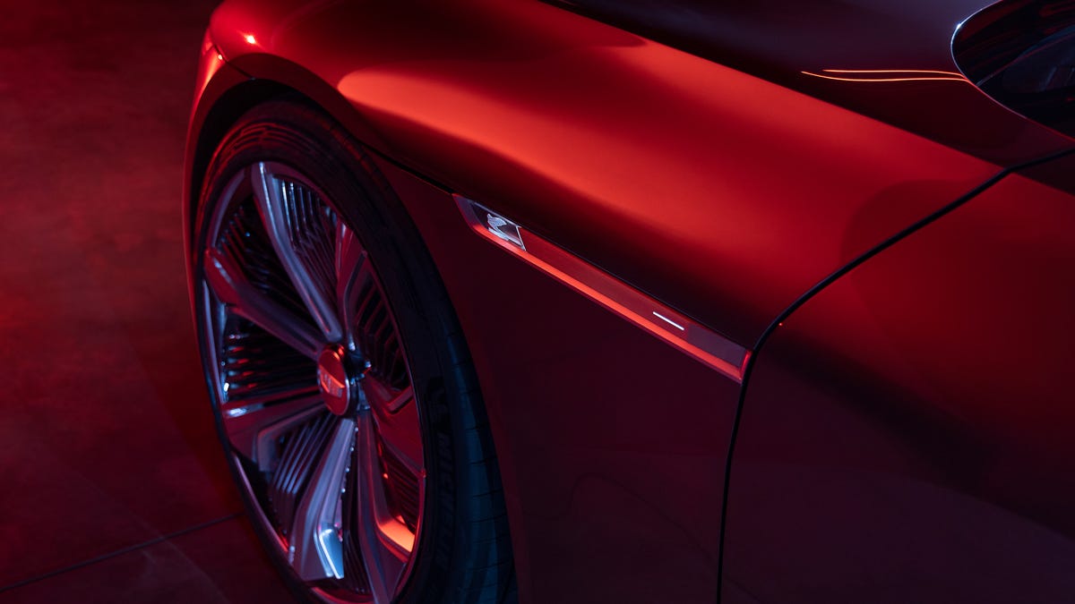 Detail of the Cadillac Celestiq show car, which previews an ultra-luxury electric vehicle coming in 2023.