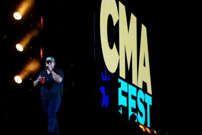 Luke Combs performs during CMA Fest 2022 at Nissan Stadium in Nashville.