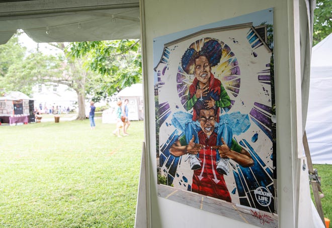 A photo of a mural by artist Robb "Problak" Gibbs in exhibition during the South Shore Art Festival at Cohasset on Friday, June 17, 2022