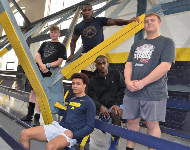 Several local wrestlers are part of the Team Michigan group heading to Florida to compete in the Disney Duals this week, including from left, Noah Nichols, Kaijehl Williams, Dayveon Rupert, Angelo Williams and Dane Harper.