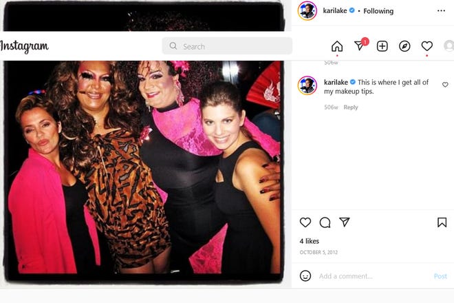 Kari Lake, with drag queens