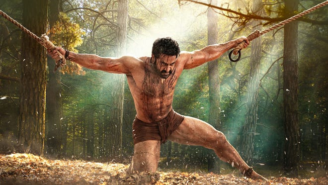 N.T. Rama Rao Jr. plays a warrior with a mission to return a captured little girl to his tribe in the Indian blockbuster action movie "RRR."