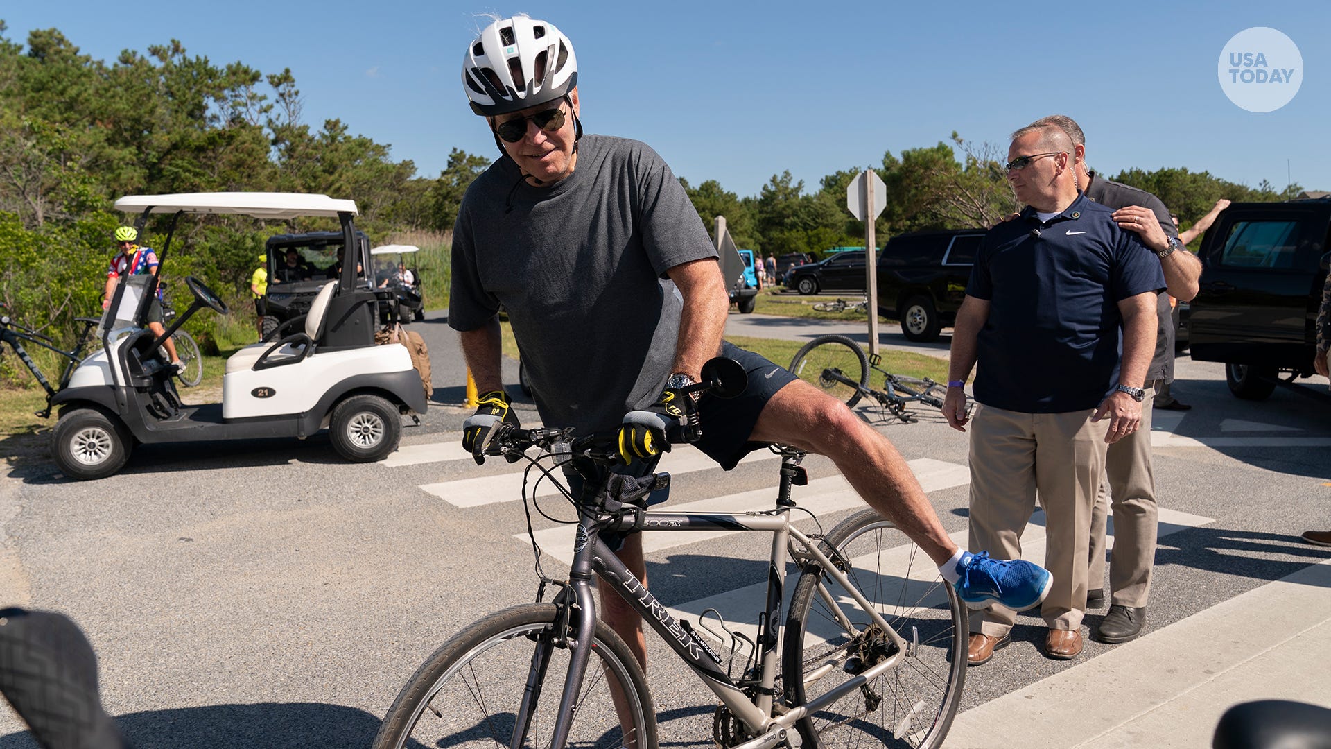 President Biden ‘good’ after falling off his bike at Delaware beach | USA TODAY￼