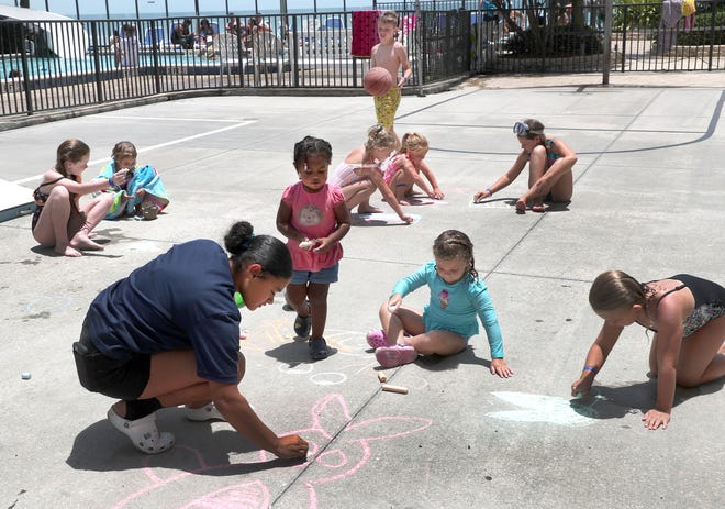 Young guests at the Sun Viking Lodge work on sidewalk chalk art creations, one of many activities for youngsters at the Daytona Beach Shores hotel. The Sun Viking Lodge is ranked atop a list of the Top 25 Hotels For Families in the United States as part of the 2022 Travelers’ Choice Best of the Best Awards presented by travel website TripAdvisor.com.