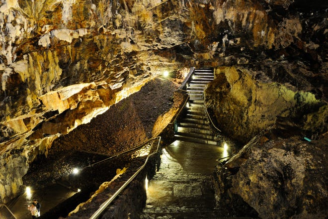 Algar do Carvão, Terceira, Azores.  Some say that visiting this lava tube is like exploring the earth's womb.