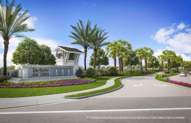 The 475-acre gated community, Del Webb Oak Creek, is located off Bayshore Road in North Fort Myers, one mile west of I-75.