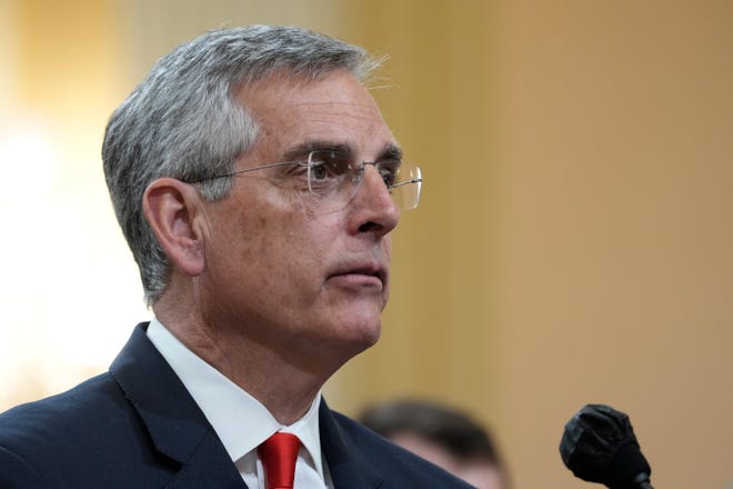 Brad Raffensperger, Georgia Secretary of State listens to opening statements during the committee to investigate the January 6 attack on the United States Capitol public hearing at the US Capitol.