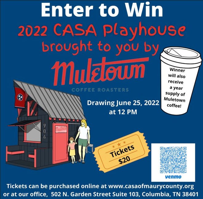 This year's CASA Playhouse giveaway will take place at noon Saturday, June 25. Tickets are $20 to enter and are available online or at CASA's new location at 502 S. Garden St.
