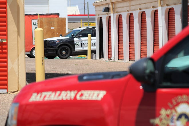 Lubbock police and fire officials work a scene at U-Haul Moving & Storage of Lubbock, 34th and Avenue Q, where they were initially called over concerns of potential explosives found in a storage locker Wednesday. Employees and customers were evacuated.