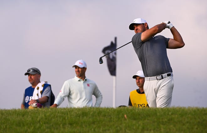 Brooks Koepka, playing his shot from the 10th tee during the second round of the PGA Championship last month in Tulsa, Oklahoma, is likely to get around $ 100 million to join the LIV series.