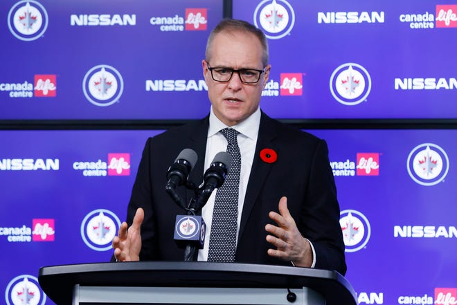 Paul Maurice, talking to the press after a Blackhawks-Jets game this season, has a 775-680-99-130 career coaching record in the NHL.