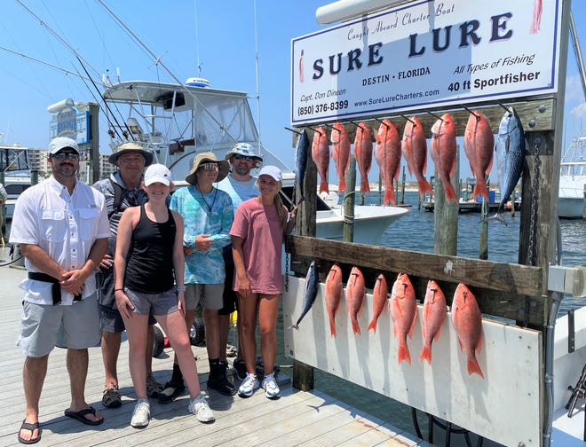 Arkansas anglers on the Sure Lure with Capt. Don Dineen brought in a nice catch of red snapper and a few bonito on Thursday.