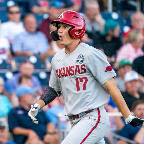 Jun 22, 2022; Omaha, NE, USA; Arkansas Razorbacks 