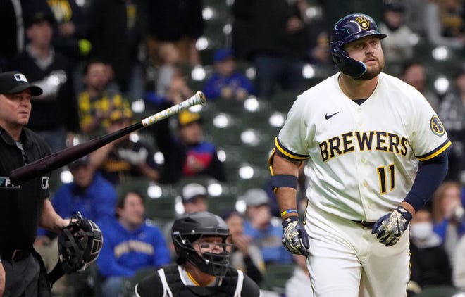 First baseman Rowdy Tellez came to the Brewers in a trade last July after finding himself behind Vladimir Guerrero Jr. at first base with the Blue Jays.