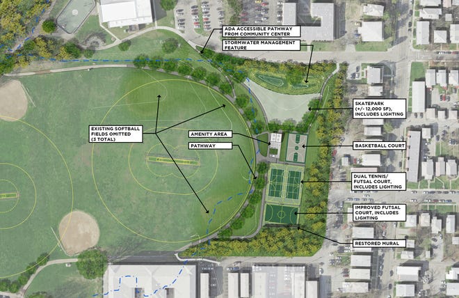 A rendering of Tuttle Park provided by Columbus Recreation and Parks.