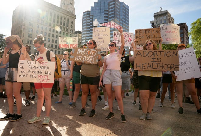 Hundreds of people rallied at the Ohio Statehouse and marched through downtown Columbus in support of abortion after the Supreme Court overturned Roe vs. Wade in June.