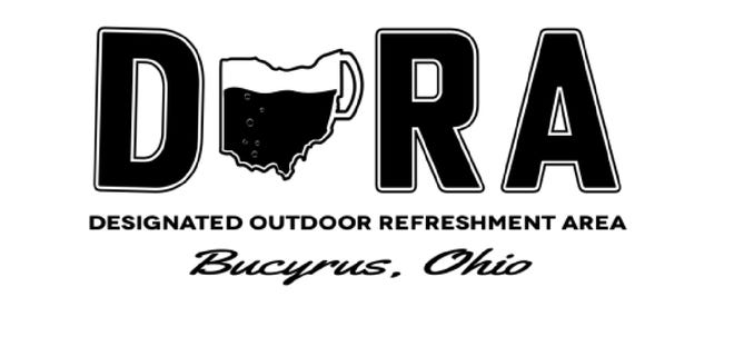 The logo for Bucyrus' Designated Outdoor Refreshment Area, or DORA.