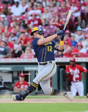 Brewers outfielder Hunter Renfroe has been out with a calf strain since June 26 but could return in the next week.