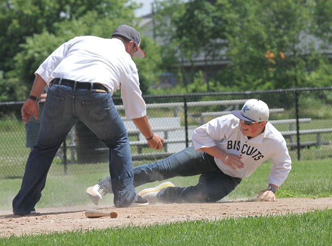 The Sturgis Biscuits beat the Elkhart County Railroaders in a vintage baseball game on Sunday.