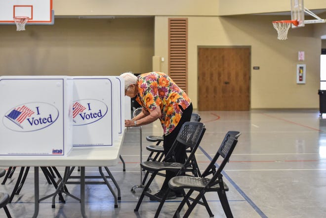 Brandon resident Delores Ladd, 88, votes in the Mississippi Republican Primary Runoffs at Brandon Baptist Church, Brandon, Miss., Tuesday, June 28, 2022.