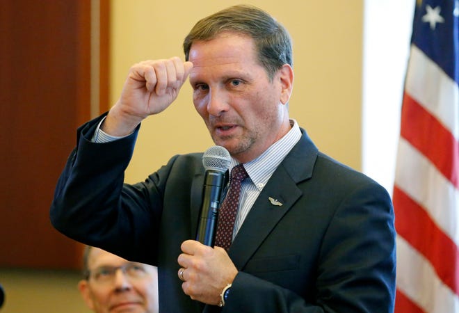 Utah Republican Rep. Chris Stewart speaks before the House Republican Caucus at the Utah State Capitol on Jan. 23, 2018, in Salt Lake City. Stewart and Massachusetts Rep. Seth Moulton proposed the National Suicide Hotline Designation Act in 2020, leading to a new national 988 mental health crisis hotline that was set to go live on Saturday.