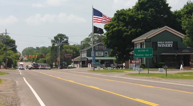 A view looking west along Grand River Avenue in Lyon Township. The township's DDA hopes to transform the area into a more friendly downtown region.