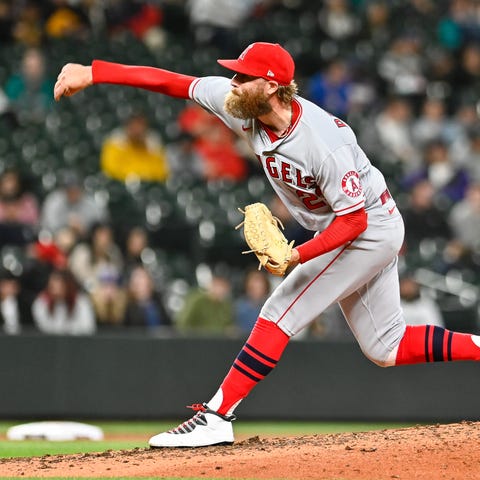 Los Angeles Angels relief pitcher Archie Bradley w