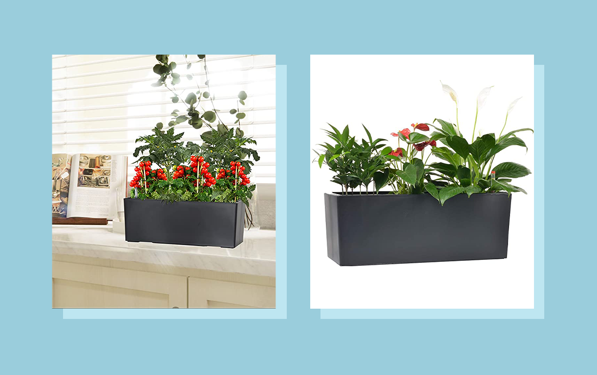 4 Pack Self Watering Flowerpot Plastic Window Box Windowsill Herb Garden Planter 