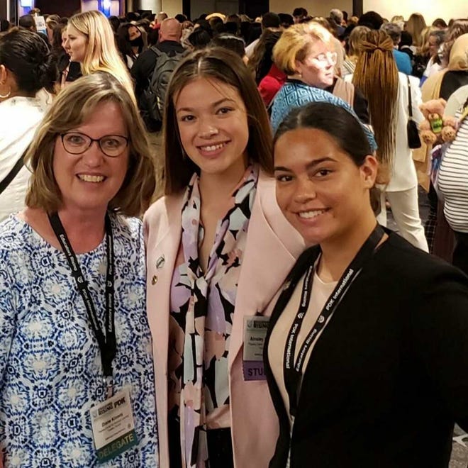 In competing at the National Educators Rising future teacher conference, Topeka Center for Advanced Learning and Careers students Ainsley Schimmel and Manaia Isaia said they looked to teachers like their Teaching as a Profession leader Diane Kimsey for inspiration.
