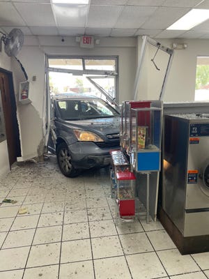 An elderly customer reportedly hit the gas pedal instead of the brake pedal and crashed into Laundry USA, 850 N. Carolina Drive, Space 1, in the Lower Valley at 12:55 p.m. Wednesday. No one was injured in the accident.