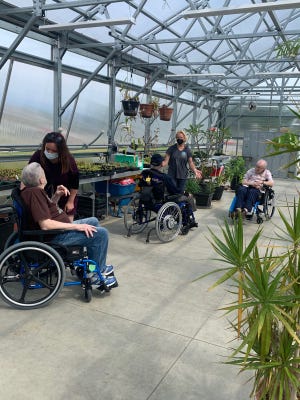 On June 16 Veterans and RI Veterans Home staff entered their new greenhouse at the Bristol facility for the first time.