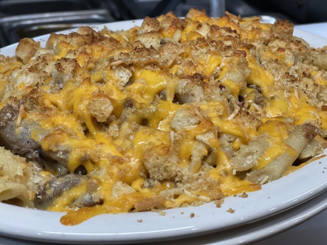 Philly Cheesesteak Mac 'n Cheese at Surf and Turf Cove.