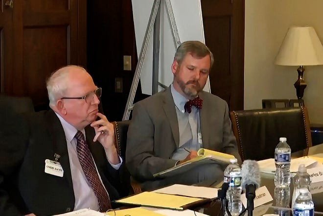 In this image from video released by the House Select Committee, John Eastman, a lawyer for former President Donald Trump, appears during a video deposition to the House select committee investigating the Jan. 6 attack on the U.S. Capitol at the hearing June 16, 2022, on Capitol Hill in Washington. Eastman says in a federal court filing that FBI agents have seized his cell phone.